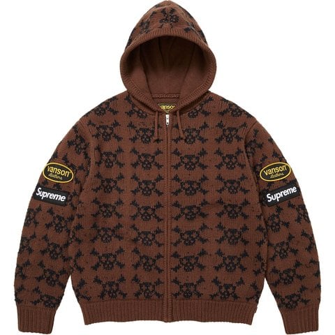 Supreme Supreme®/Vanson Leathers® Skull Zip Up Hooded Sweater - Brown