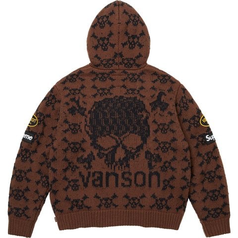 Supreme Supreme®/Vanson Leathers® Skull Zip Up Hooded Sweater - Brown