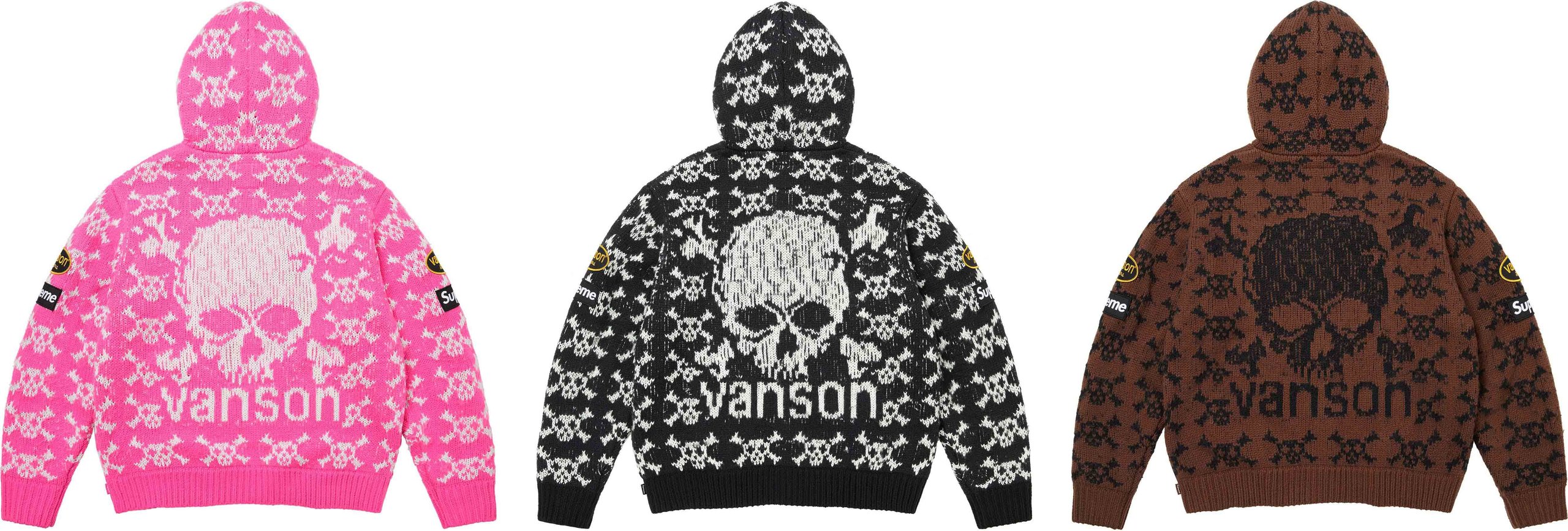 Supreme®/Vanson Leathers® Skull Zip Up Hooded Sweater - Supreme