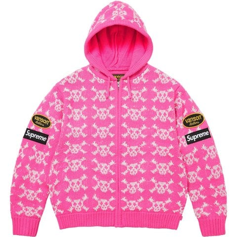 Supreme Supreme®/Vanson Leathers® Skull Zip Up Hooded Sweater - Pink