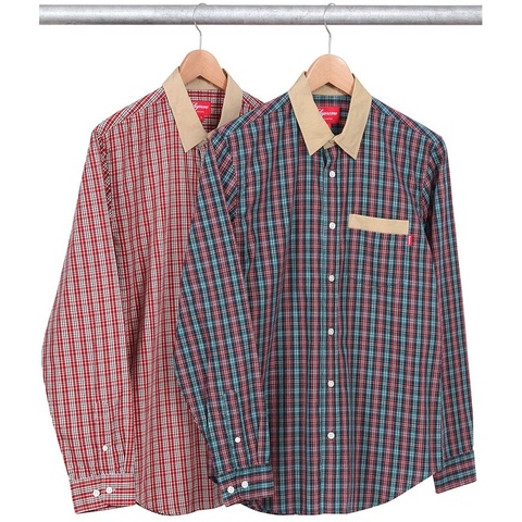 Supreme Contrast Collar Plaid Shirt