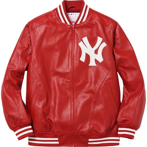 New York Yankees™/Supreme/'47 Brand® Leather Varsity Jacket - Supreme