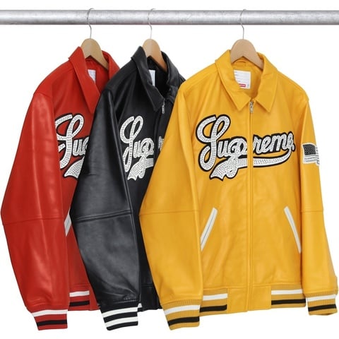 Supreme×Schott Leather Harrington Jacket Supreme x Schott Leather Clip Jacket Black Silver 2colors SS25 | eBay