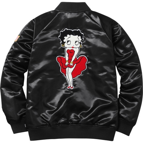 ジャケット・アウター Supreme Betty Boop Satin Club Jacket Supreme Betty Boop Satin Club Jacket Light Blue Men's - SS16 - US