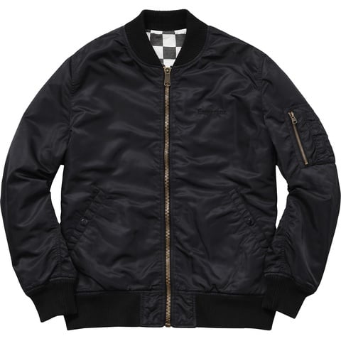 超美品！Supreme Reversible Checkered MA-1 黒S Supreme OFF-WHITE Reversible Checkered Bomber jacket mens sz LG