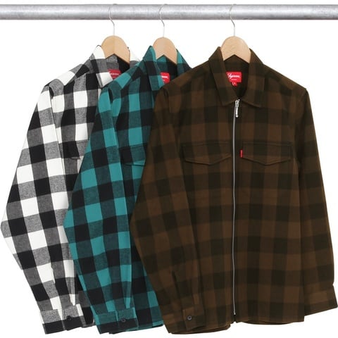Buffalo Plaid Flannel Zip Shirt - Supreme