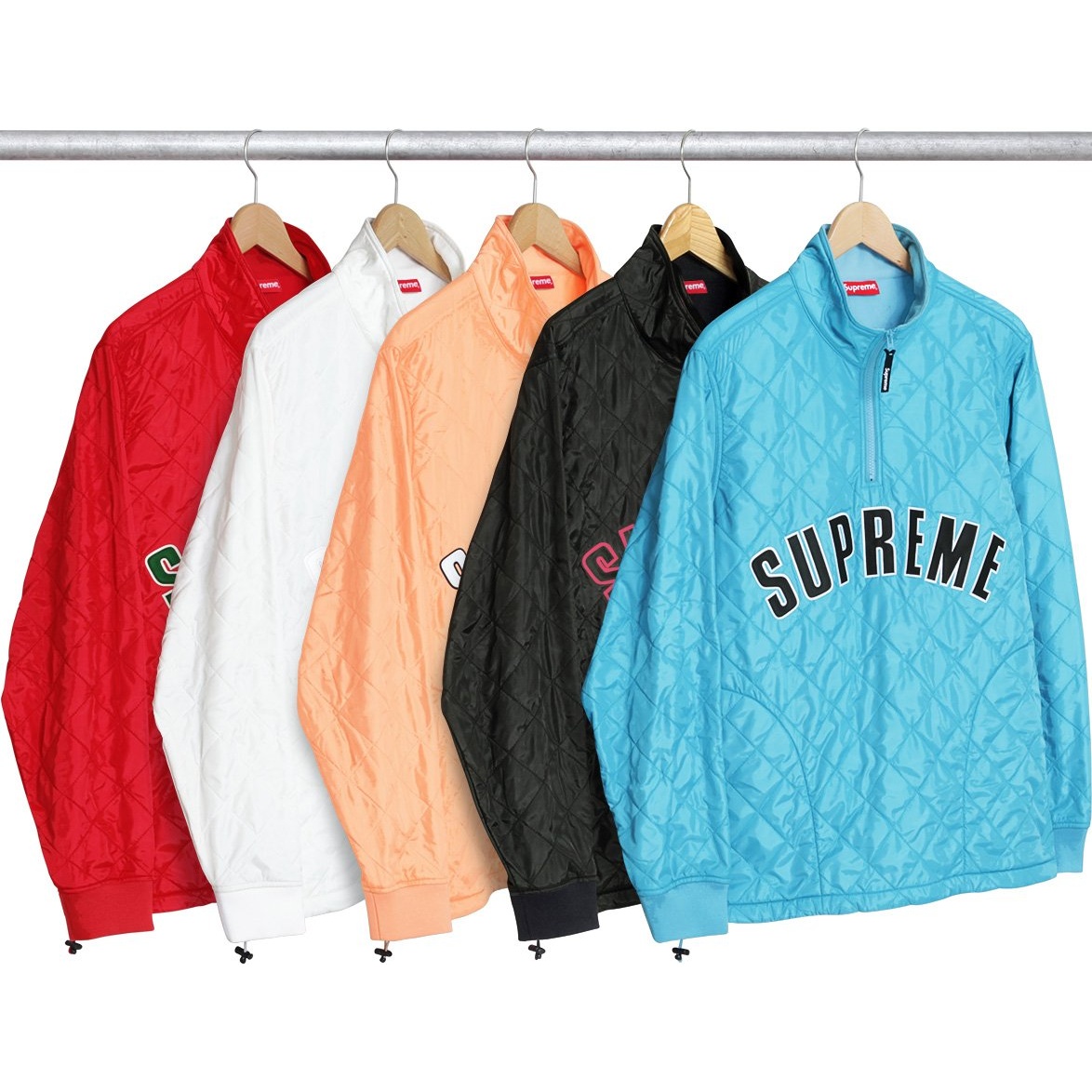 Arc Logo Quilted Half Zip Pullover - Supreme