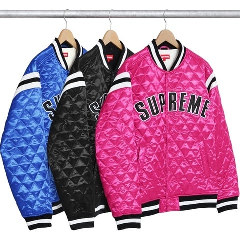 Supreme Quilted Satin Varsity Jacket - $228.00