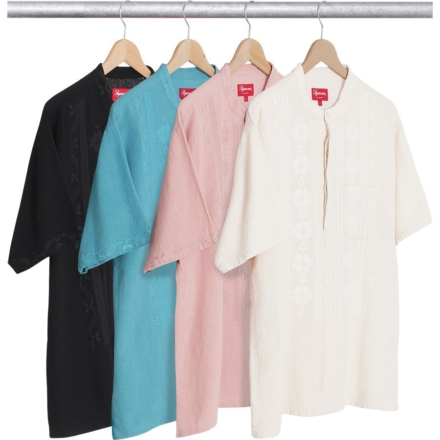 Supreme Embroidered Band Collar S/S Shirt (spring/summer 2017) - $128.00