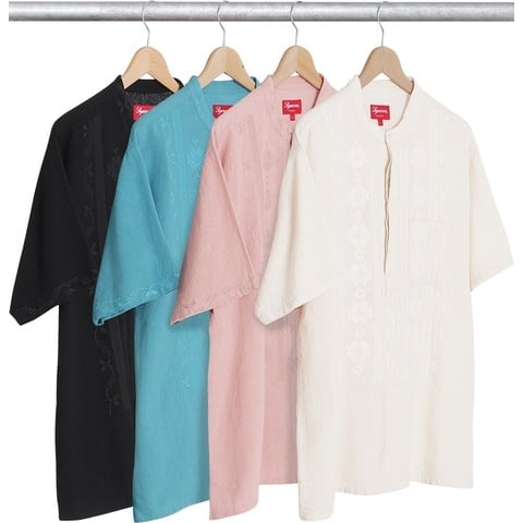 Supreme Embroidered Band Collar S/S Shirt - $128.00