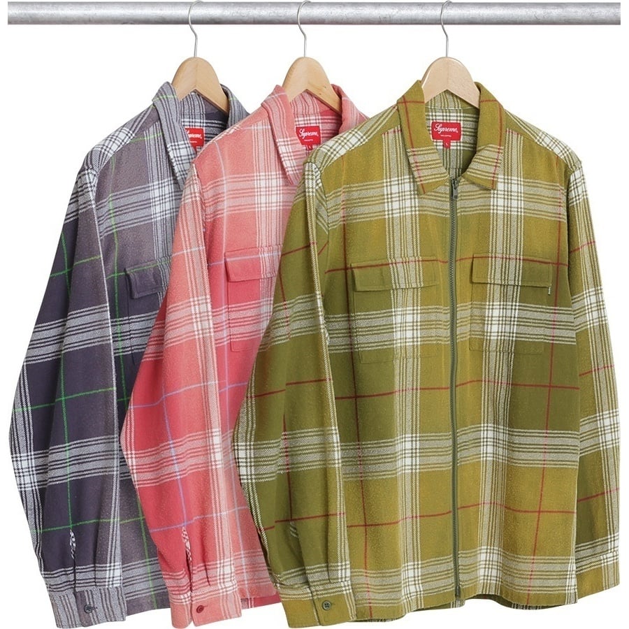 Faded Plaid Flannel Zip Up Shirt - Supreme