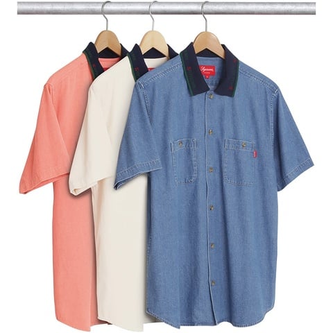 Supreme Rib Collar S/S Denim Shirt - $128.00