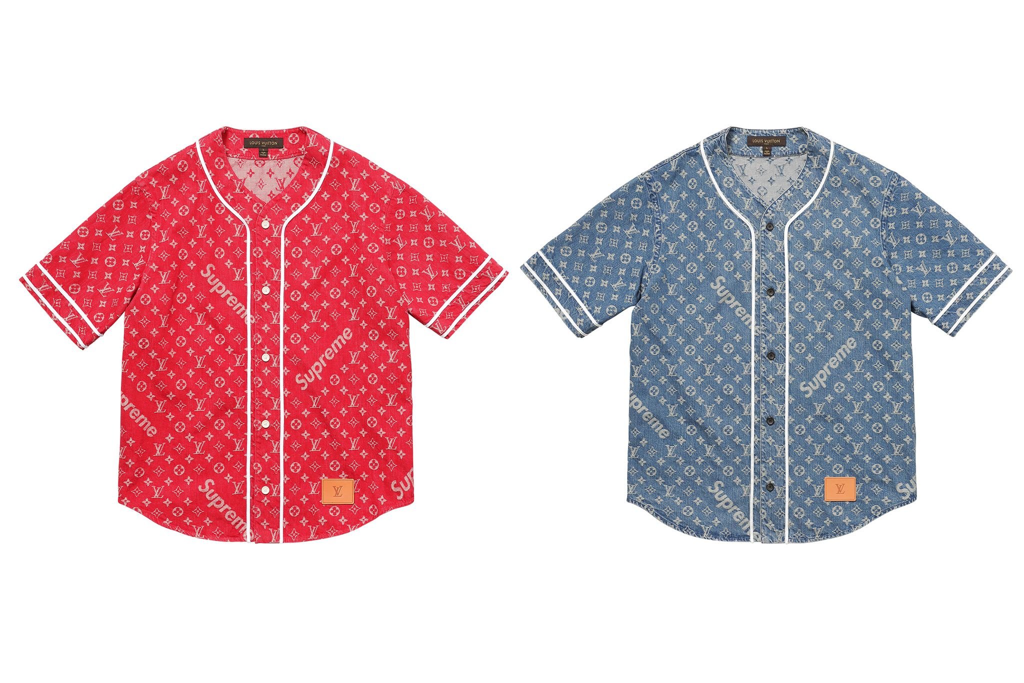 Supreme/Louis Vuitton Jacquard Denim Baseball Jersey - Supreme