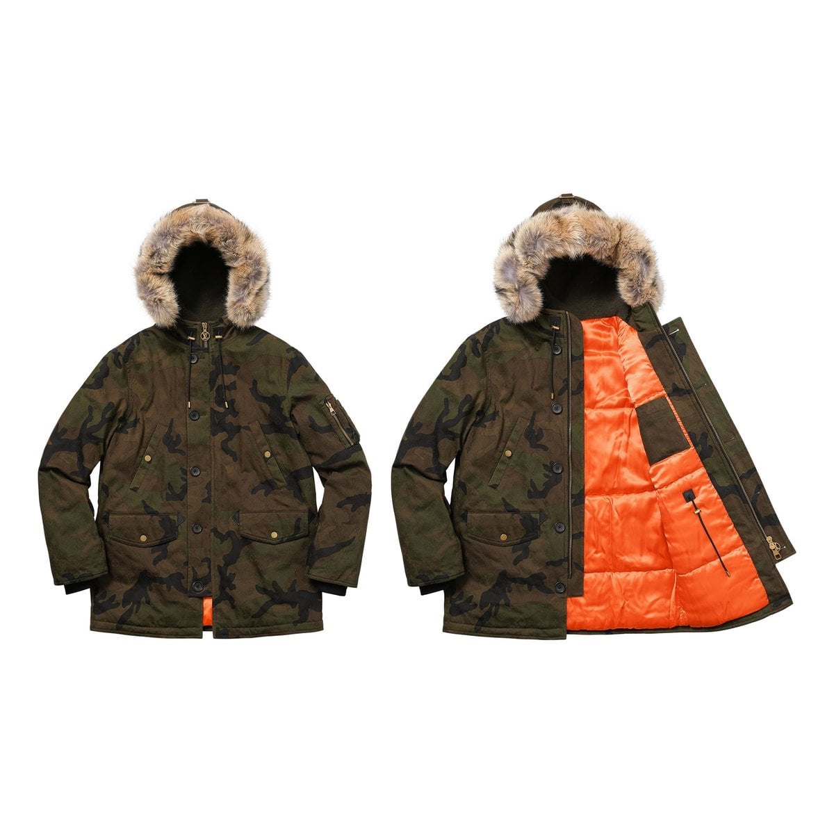 Supreme/Louis Vuitton Jacquard Denim N-3B Parka (Camo)
