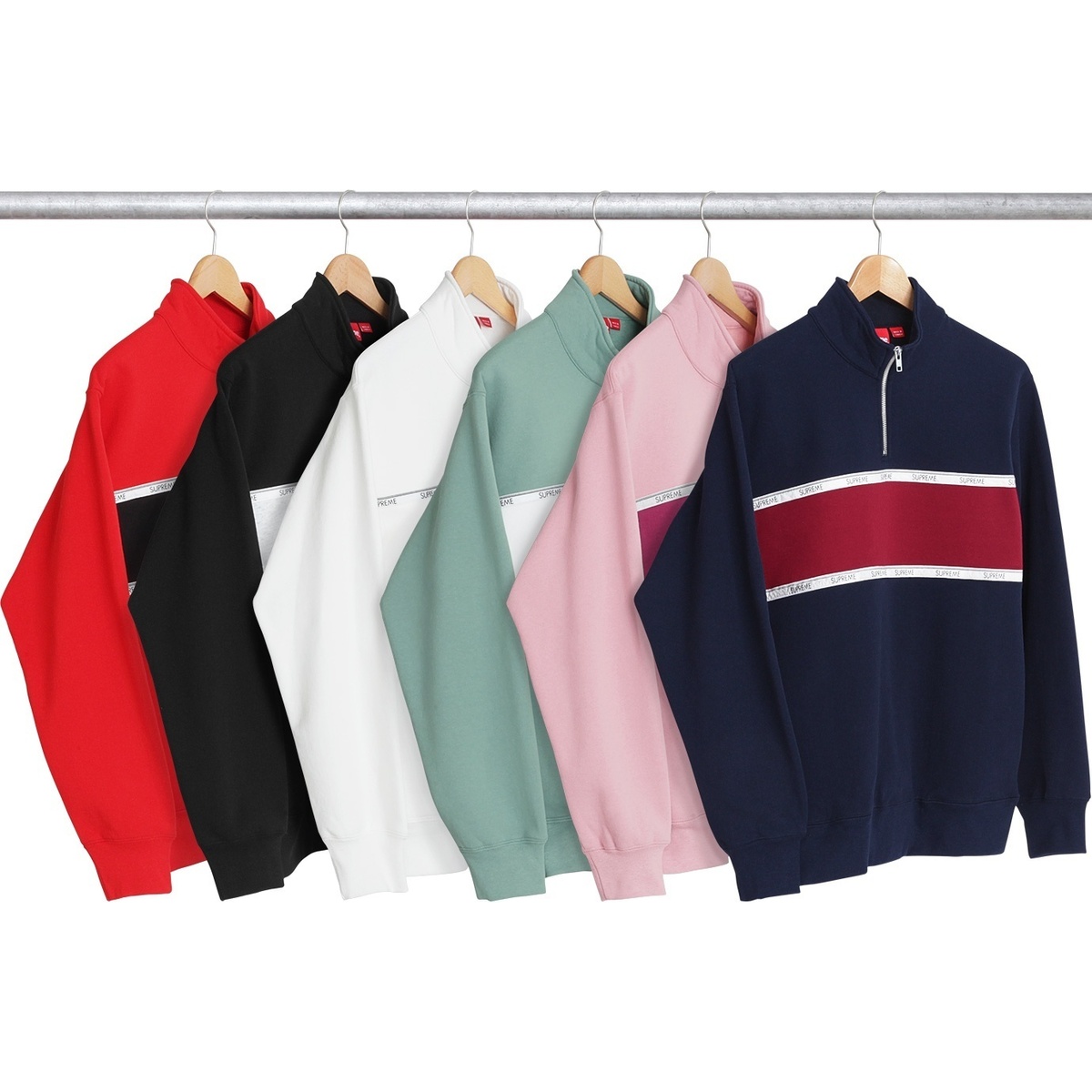 Logo Tape Stripe Half Zip Sweat - Supreme