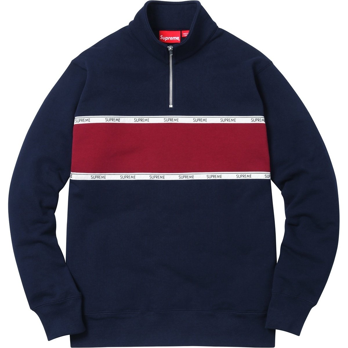 Supreme Logo Tape Stripe Half Zip Sweat (SS17) - $148