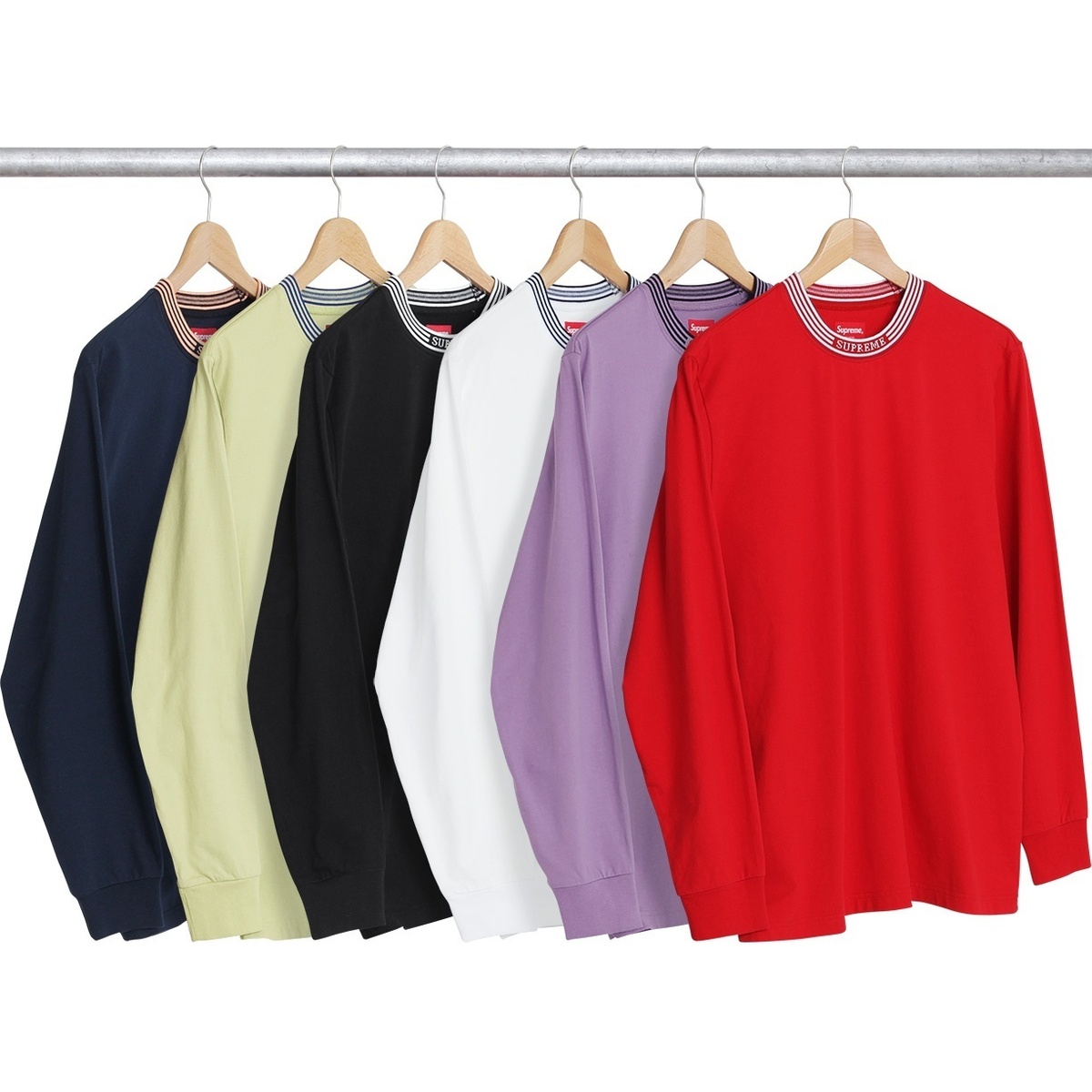 Supreme Rib Logo Stripe L/S Tee (spring/summer 2017) - $98.00