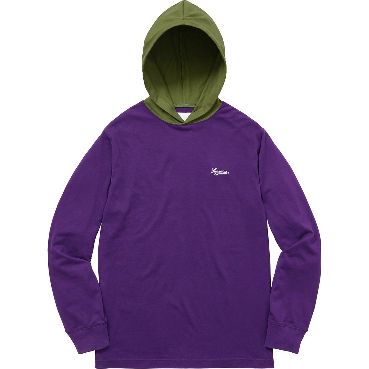 Supreme Contrast Hooded L S Top (SS17) - $110