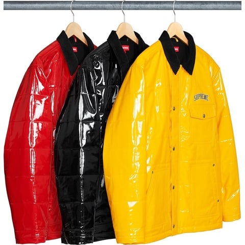 ★他サイトで売れました★ Supreme 正規品Quilted Patent Vinyl Work Jacket Quilted Patent Vinyl Work Jacket - Supreme