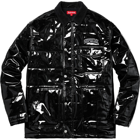 Quilted Patent Vinyl Work Jacket - Supreme