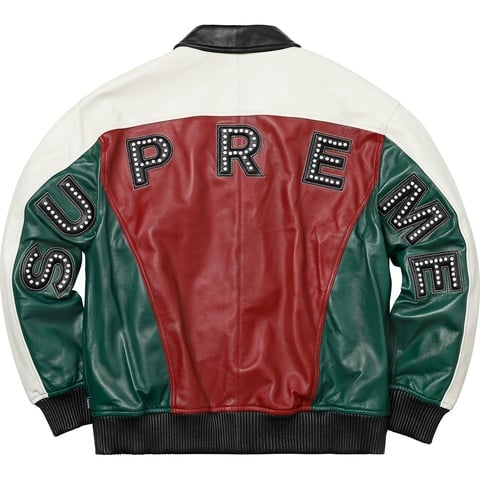 Studded Arc Logo Leather Jacket - Supreme