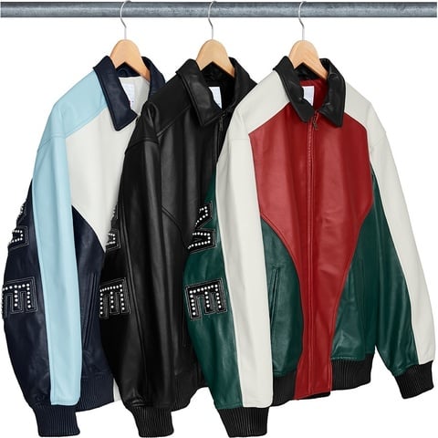 Studded Arc Logo Leather Jacket - Supreme