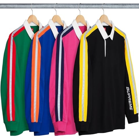 ウェア SUPREME Reflective Sleeve Stripe Rugby Reflective Sleeve Stripe Rugby - Supreme
