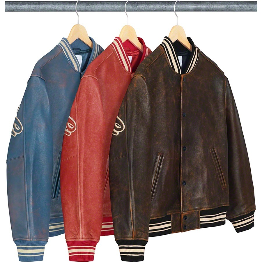 ジャケット・アウター 19AW supreme Leather Varsity Jacket Leather Varsity Jacket - spring/summer 2019 - Supreme
