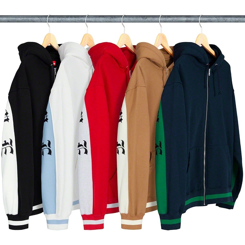 トップス Supreme Old English Stripe Zip Up Sweat Supreme Old English Stripe Zip Up Sweatshirt Black Men's - SS19 - US