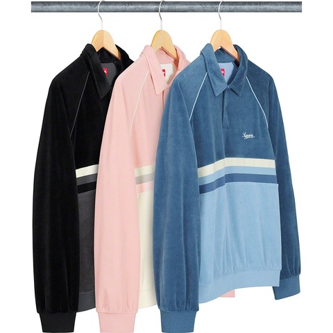 Stripe Velour Raglan L/S Polo - spring/summer 2019 - Supreme