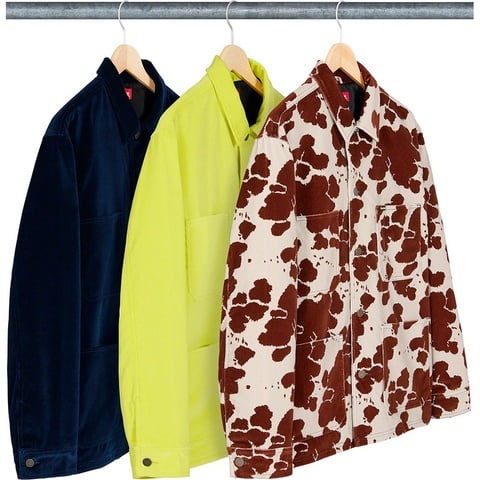 ジャケット・アウター 20ss Supreme Velvet Chore Coat S Supreme - SUPREMEシュプリーム 2020SS Cow Velvet Chore Coat牛柄