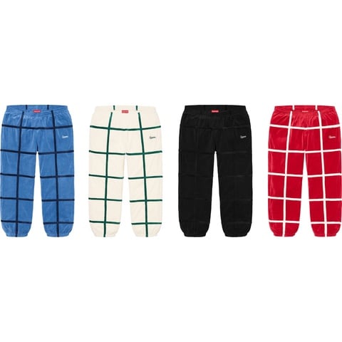 Supreme Grid Taping Velour Pant - $138.00