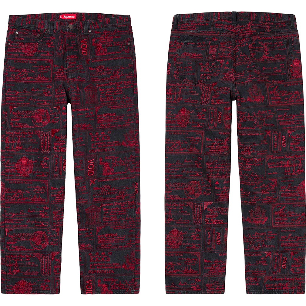 Supreme Checks Embroidered Jean (SS20) - $178