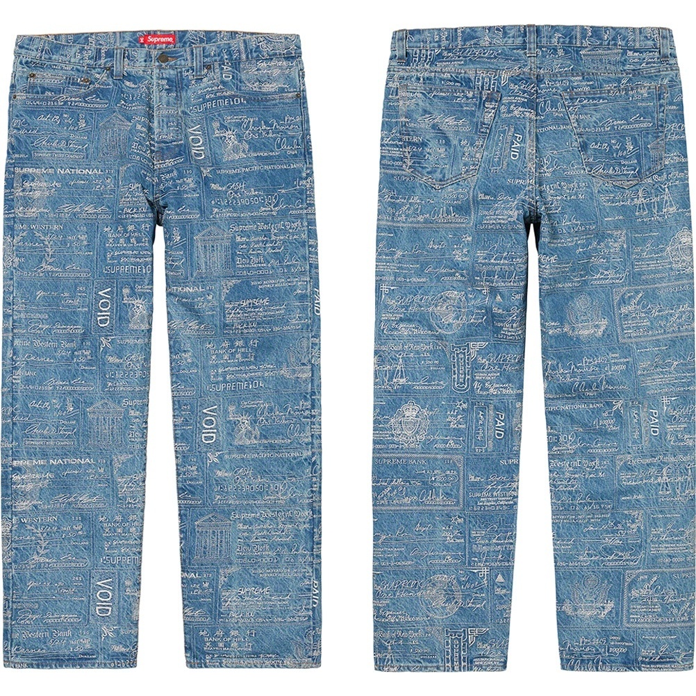 【SALE】Supreme Checks Embroidered Denim Checks Embroidered Jean - spring/summer 2020 - Supreme