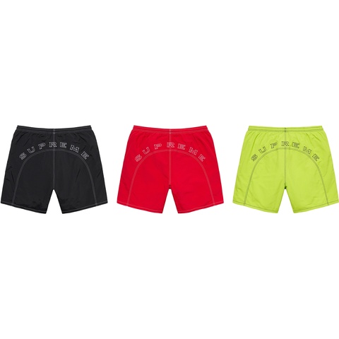 送込 S supreme arc logo water short black Supreme SS18 Arc Logo Water Short Black Logo 'Black White' SUP