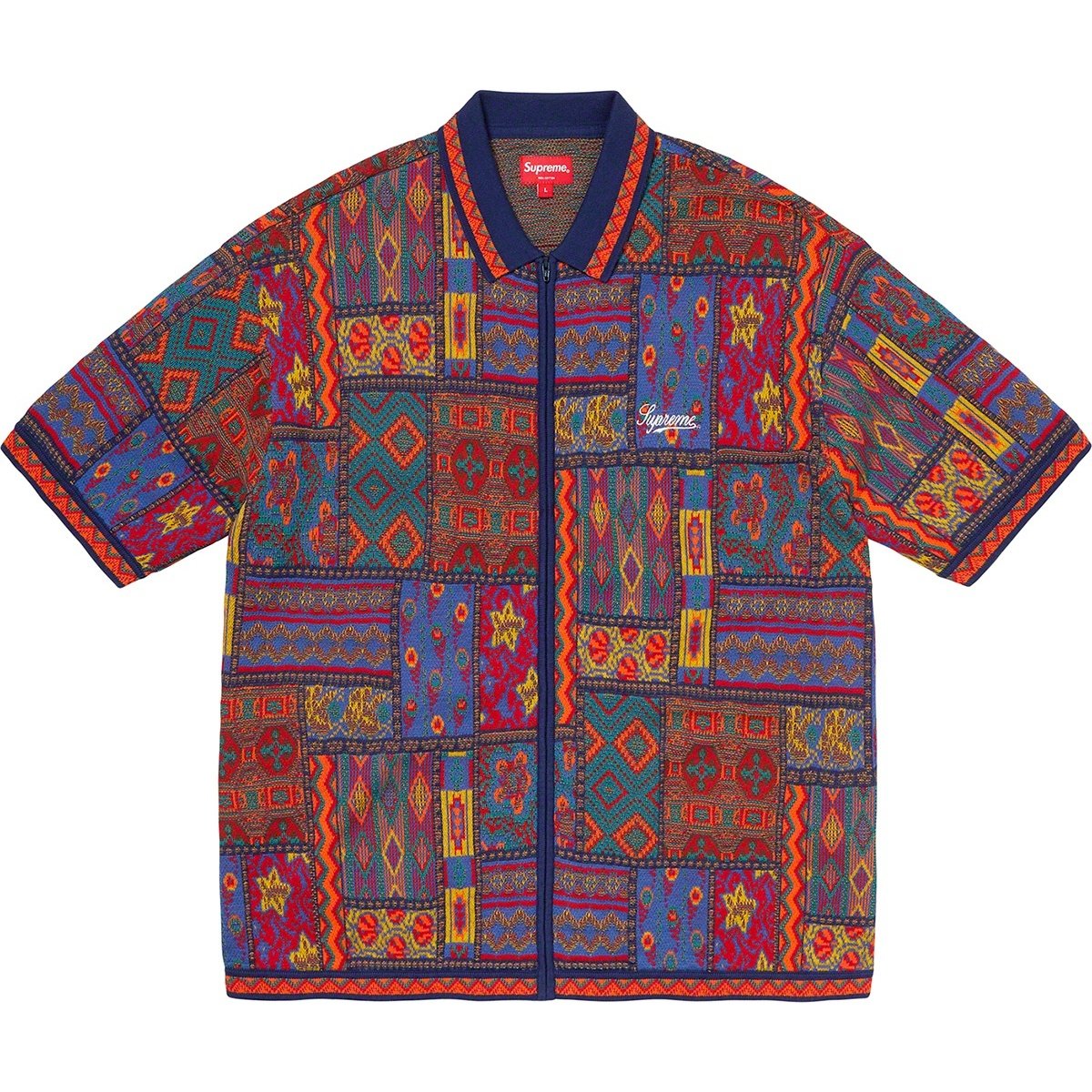 トップス Supreme Patchwork Knit Zip Up Polo Supreme Patchwork Knit Zip Up Polo (SS20) - $148