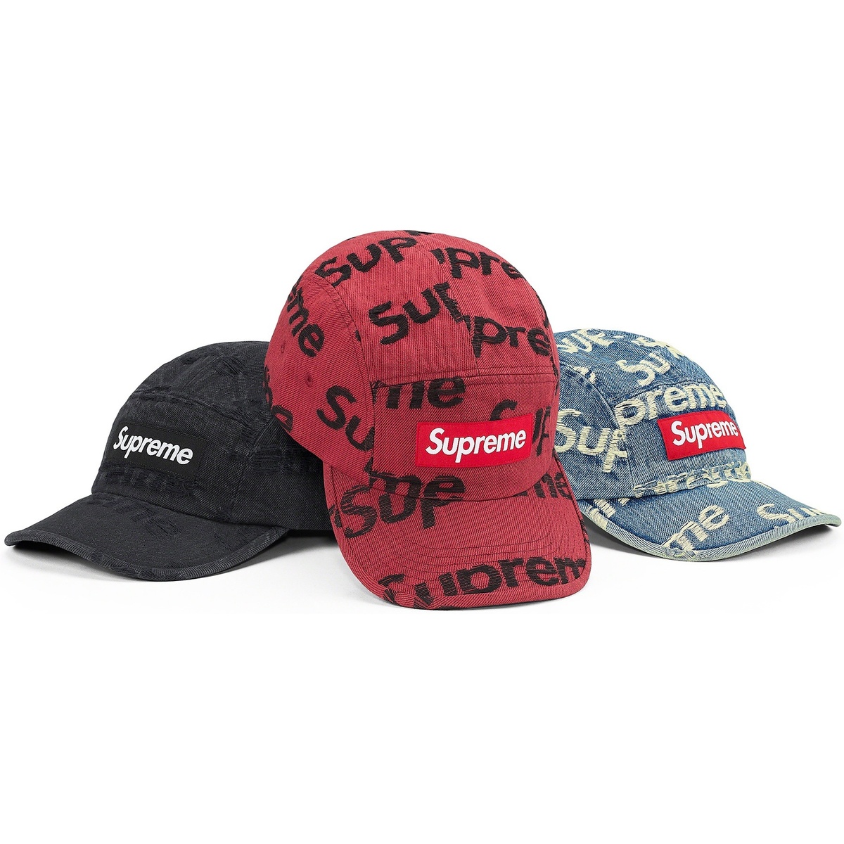 Frayed Logos Denim Camp Cap - SupremeCommunity