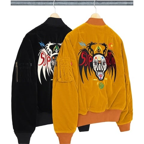 Supreme Clayton Patterson/Supreme Skulls Embroidered Velvet MA-1 - $398.00