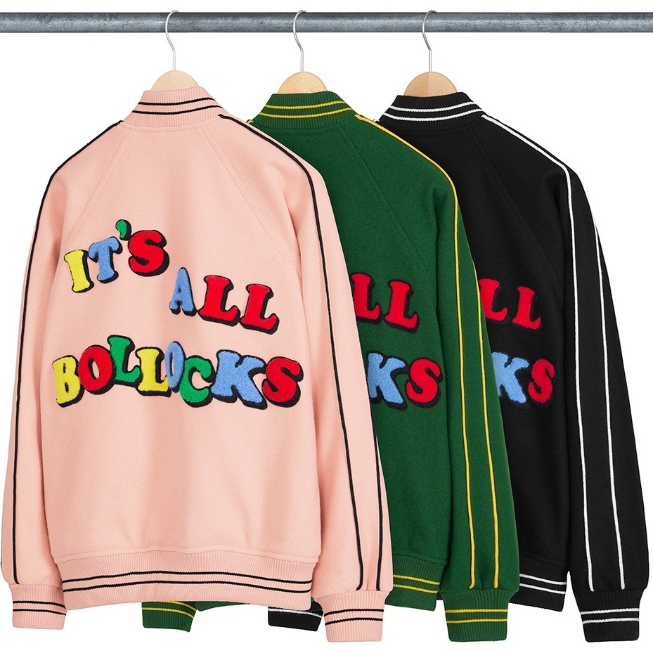 Jamie Reid/Supreme It's All Bollocks Varsity Jacket - SupremeCommunity