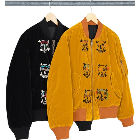 Clayton Patterson/Supreme Skulls Embroidered Velvet MA-1 - Supreme
