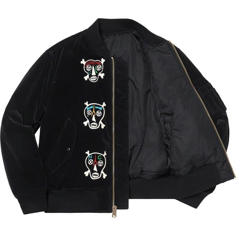 Supreme Clayton Patterson/Supreme Skulls Embroidered Velvet MA-1 - Colorway