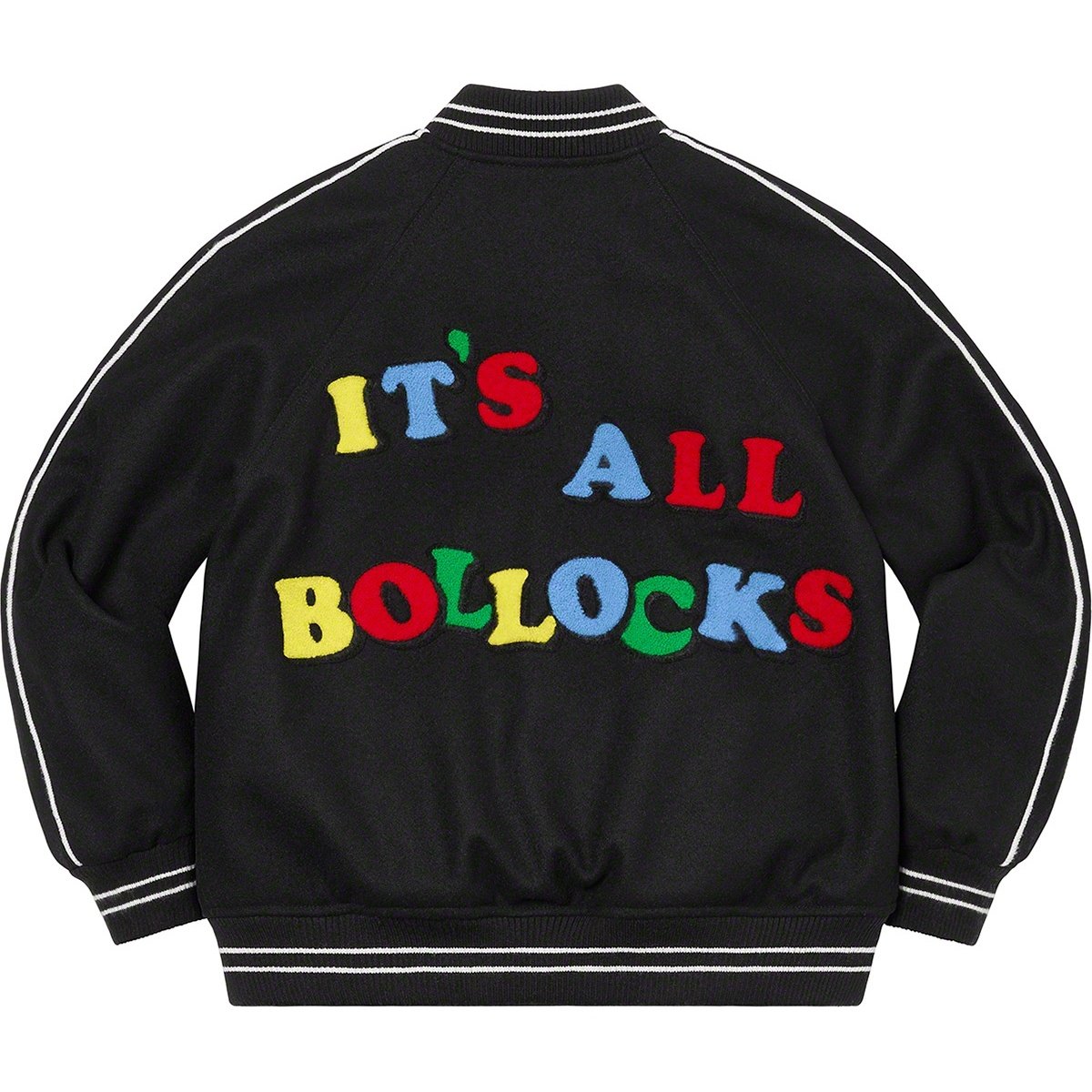 Supreme Jamie Reid Supreme It's All Bollocks Varsity Jacket (SS21) - $368