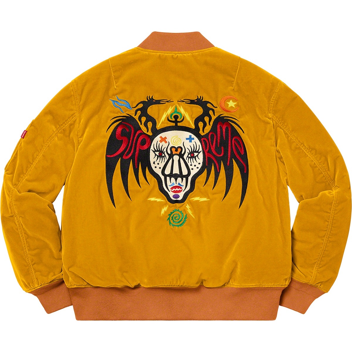 Supreme Clayton Patterson Supreme Skulls Embroidered Velvet MA-1 (SS21) - $398