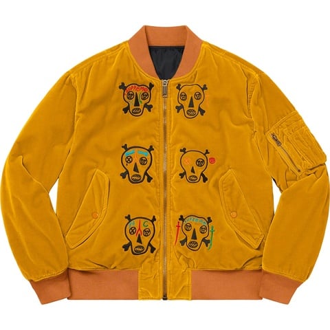 Supreme Clayton Patterson/Supreme Skulls Embroidered Velvet MA-1 - Colorway