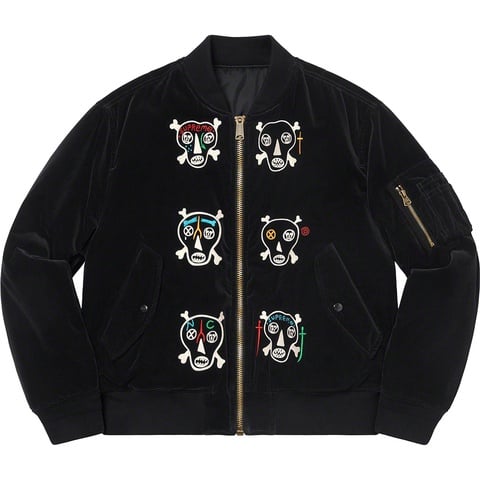 Supreme Clayton Patterson/Supreme Skulls Embroidered Velvet MA-1 - Colorway