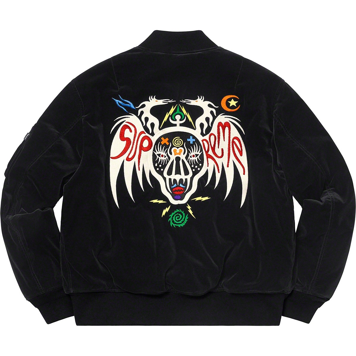 Supreme Clayton Patterson Supreme Skulls Embroidered Velvet MA-1 (SS21) - $398