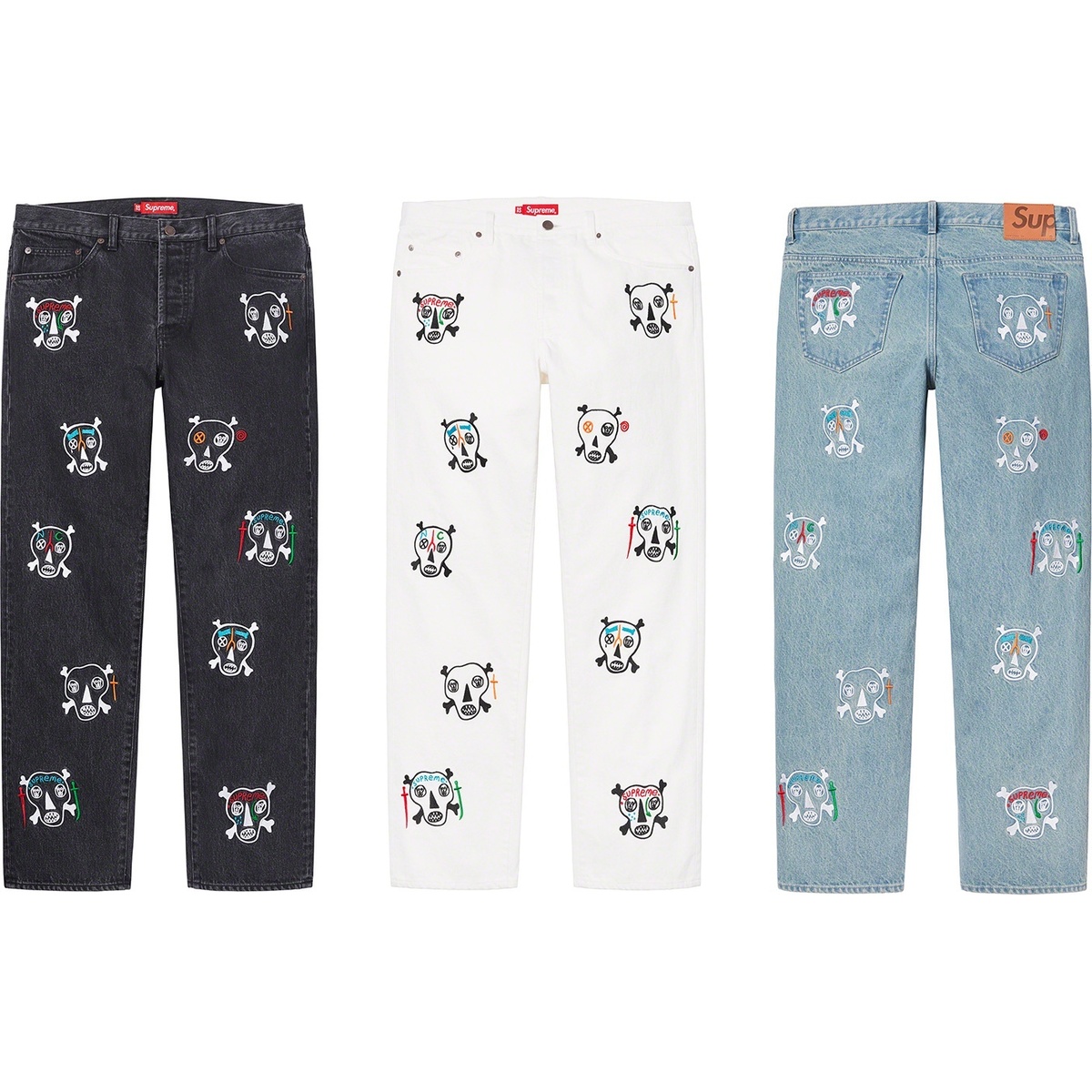 Clayton Patterson/Supreme Skulls Embroidered Regular Jean - Supreme