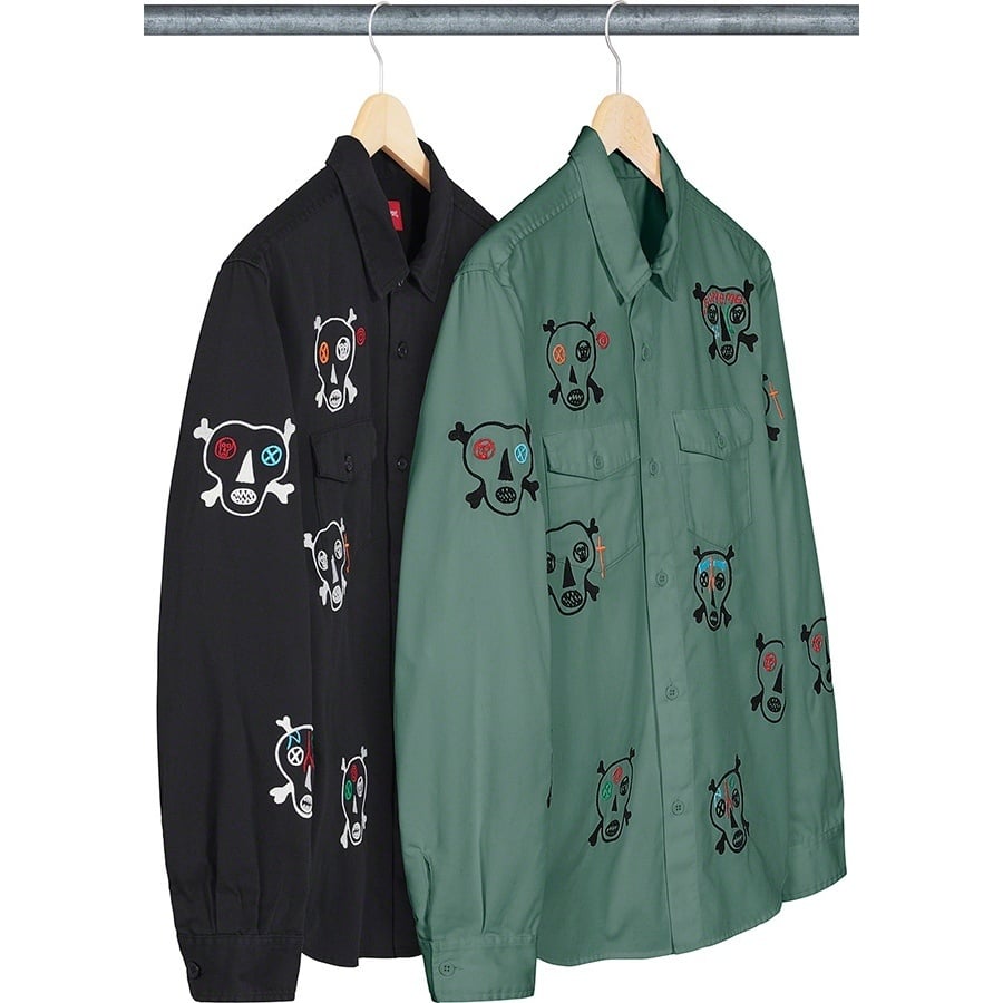 シャツ Supreme Clayton Patterson Skulls Embroid Clayton Patterson/Supreme Skulls Embroidered Work Shirt - Supreme