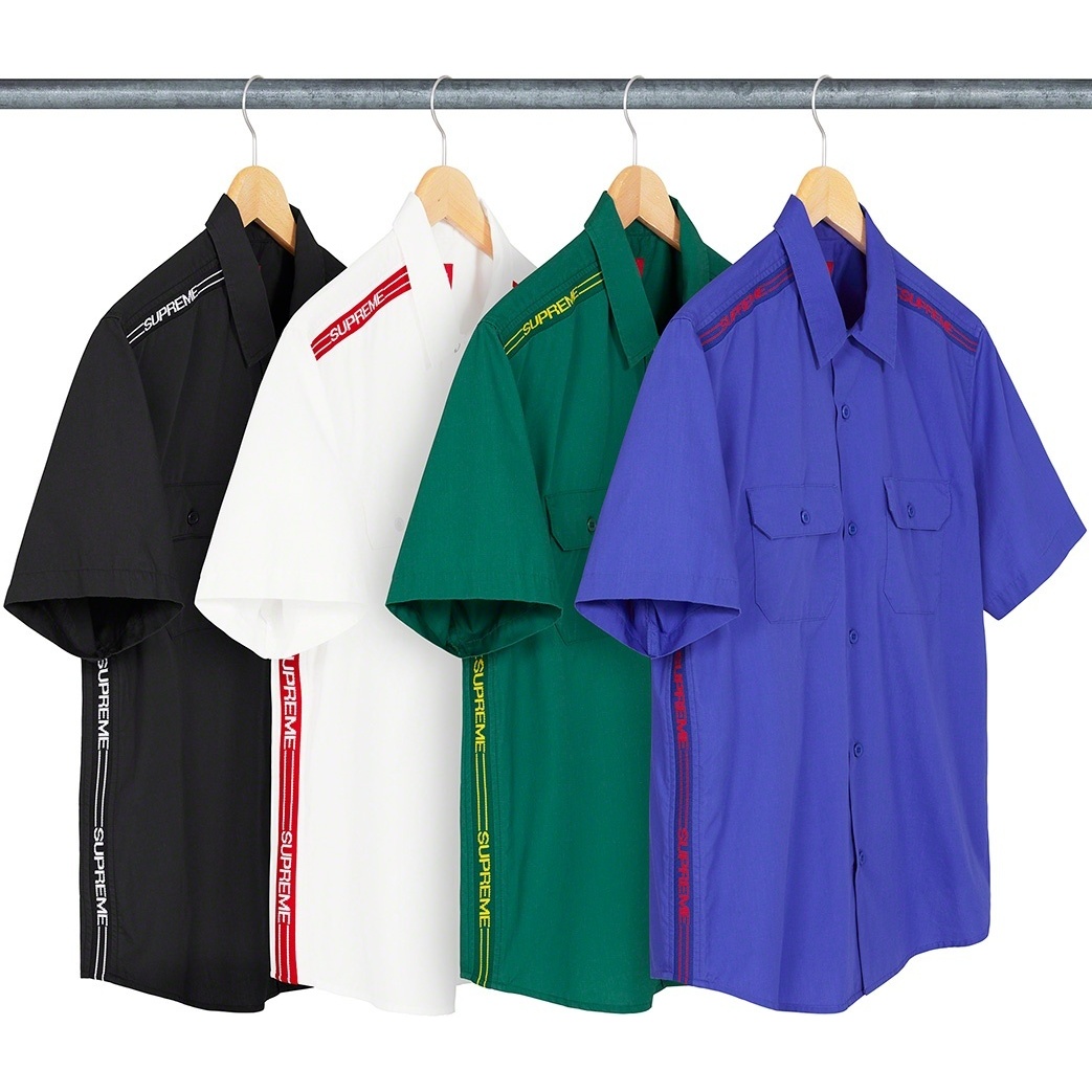 Supreme Logo Rib S/S Work Shirt  (spring/summer 2021) - $128.00