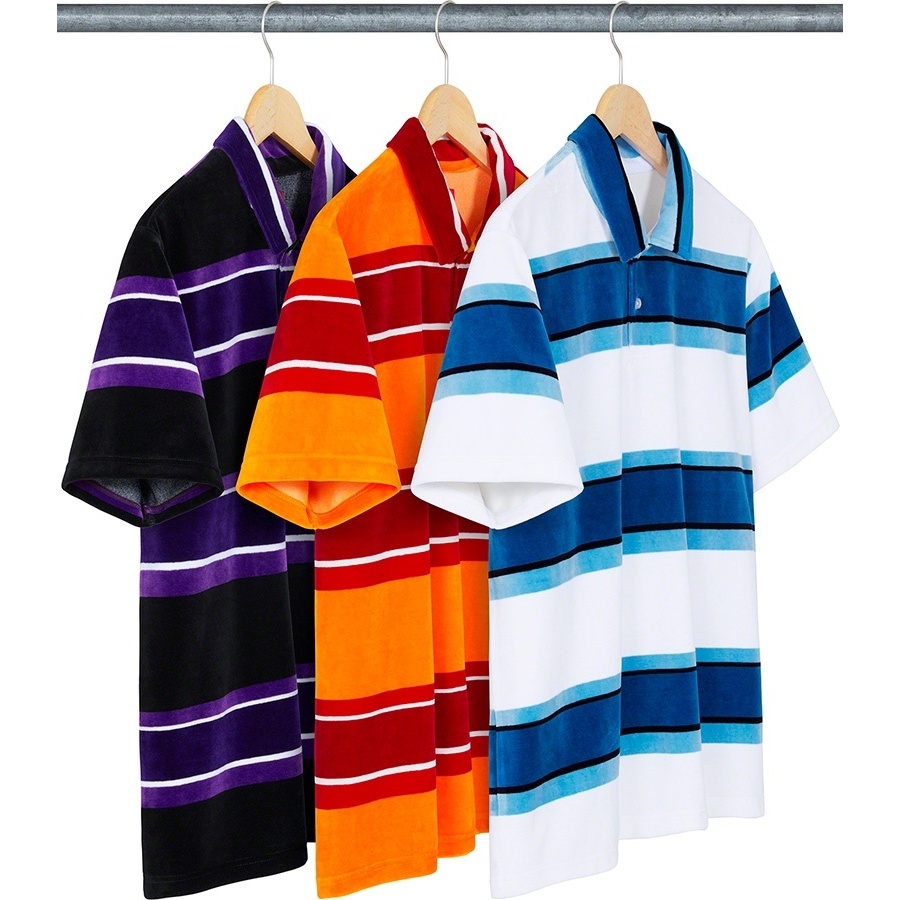 トップス supreme Stripe Velour Polo Stripe Velour Polo - spring/summer 2021 - Supreme